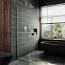 Душевая перегородка Maybah Glass MGD-1418-5у 990х1950 в узком профиле с полотенцедержателем Хром матовый стекло прозрачное
