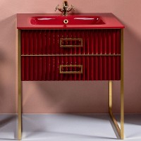 Тумба под раковину Boheme Armadi Art Monaco 80 866-080-RG Бордо глянец Золото МДФ / ЛДСП
