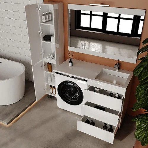 Тумба под раковину Style Line Даллас Леон 120 Люкс Plus СС-00002439 Белая МДФ / ЛДСП