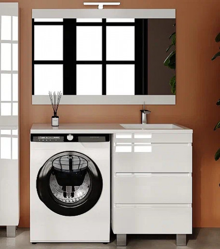 Тумба под раковину Style Line Даллас Леон 120 Люкс Plus СС-00002439 Белая МДФ / ЛДСП