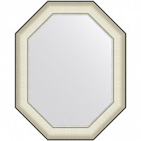 Зеркало Evoform Octagon 74x59 BY 7443 в багетной раме - Белая кожа с хромом 78 мм стекло