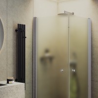 Душевой уголок Maybah Glass MGY-1294-5 900x900x1980 на монопетлях Хром матовый стекло сатиновое