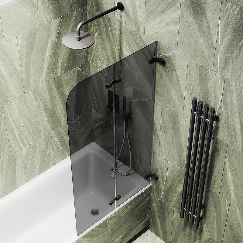 Шторка для ванны Maybah Glass MGV-576-6 515х1400 складная 2 секции Черный стекло графитовое