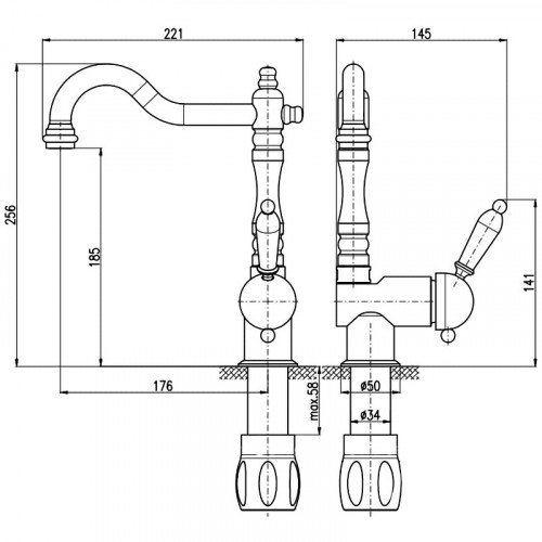 Смеситель для кухни Rav Slezak Labe L008.5/8SM Бронза латунь
