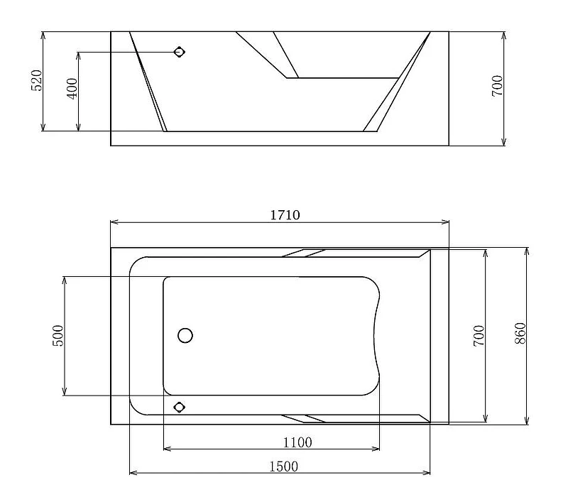Акриловая ванна Gemy Gemy 171x86 G9066 II K L С гидромассажем