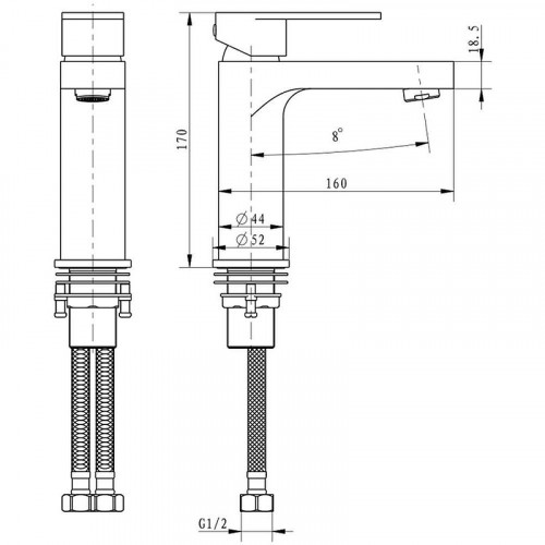 Смеситель для раковины Hansberge Optima H1044C цвет Хром