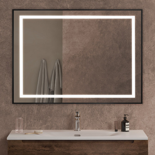 Зеркало BelBagno Kraft 100 SPC-KRAFT-1000-800-SENS-NERO с подсветкой Черное с сенсорным выключателем стекло