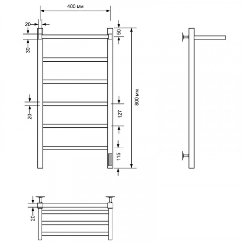 Электрический полотенцесушитель Comfysan Marte-K EC-6 80x40 012557 с полкой Хром