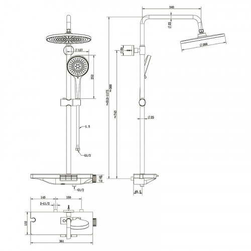 Душевая система Veconi Enna EN-200-B-C4 цвет Черный матовый