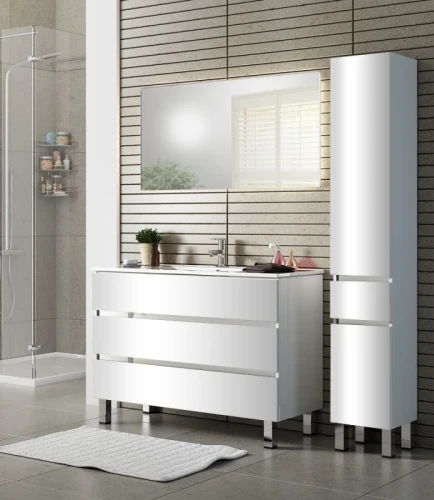 Тумба с раковиной SanVit Кубэ-3 120 kkube3120 в цвете Ral Белый глянец МДФ / ЛДСП