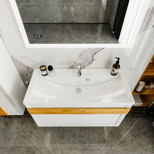 Тумба под раковину Бриклаер Берлин 100 4627125416095 подвесная Белый глянец МДФ / ЛДСП