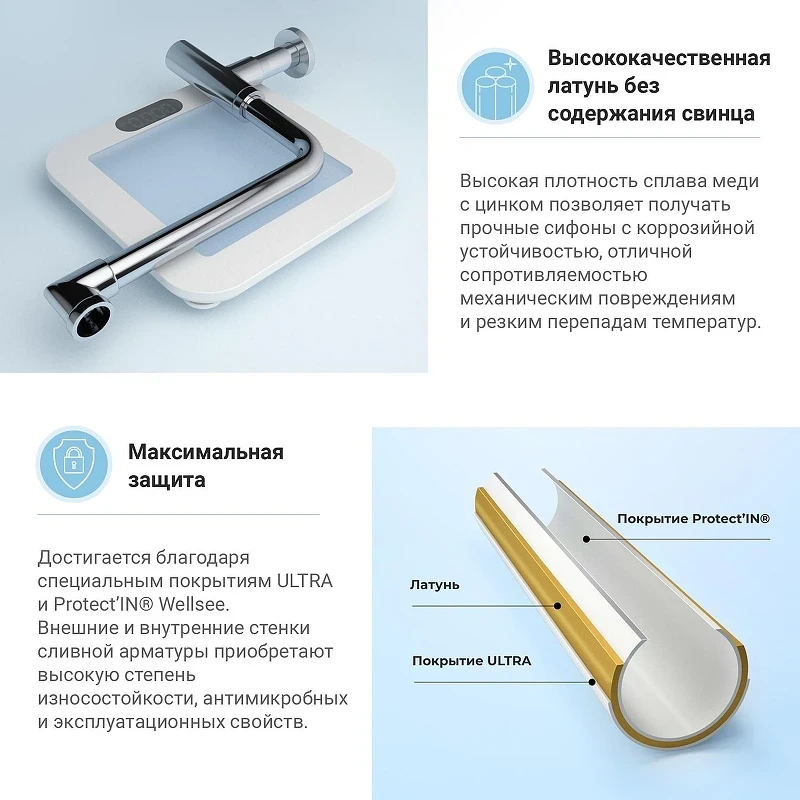 Сифон для раковины Wellsee Drainage System 182124000 цвет Хром