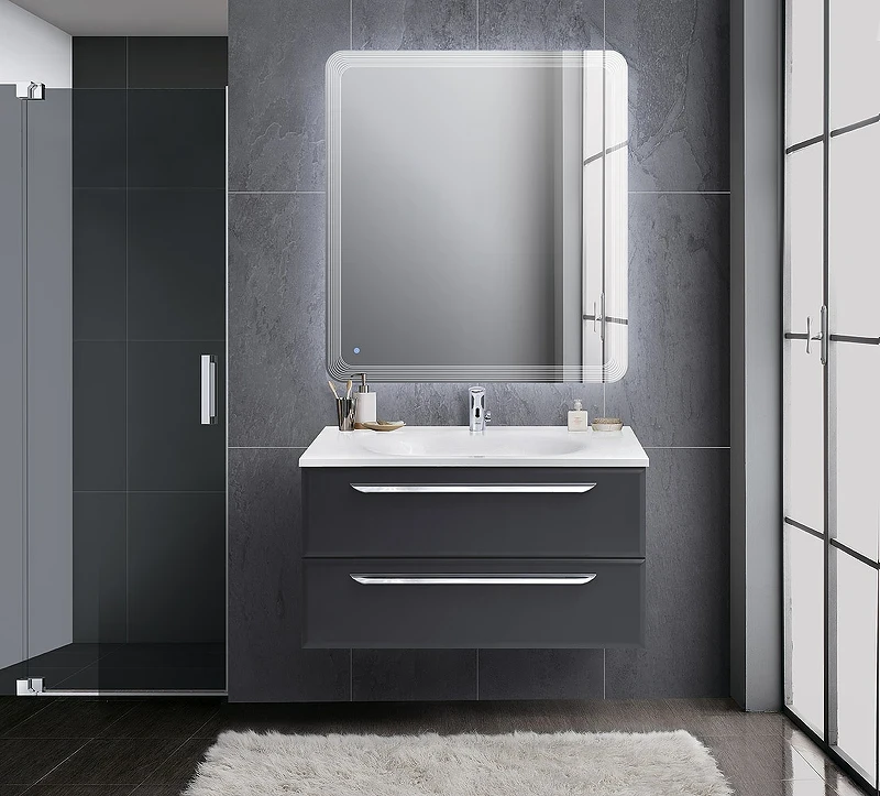 Тумба под раковину Cezares Eco 75 ECO-750-2C-SO-GR-P подвесная Grafito МДФ / ЛДСП