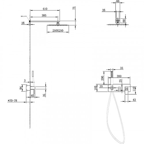 Душевая система Abber Daheim AF8218G Золото матовое латунь встраиваемый