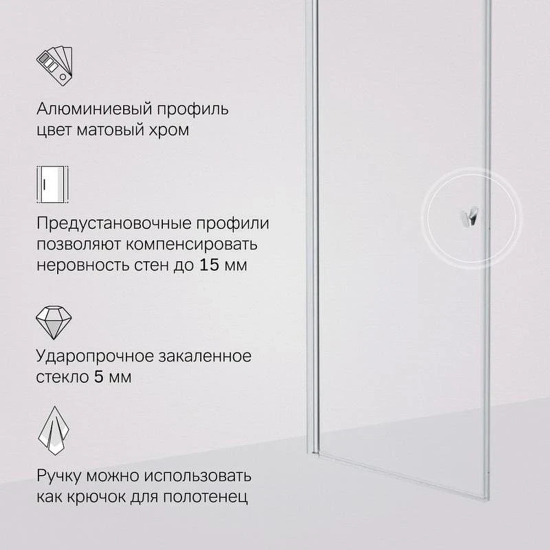 Душевая дверь AM.PM Sunny 90 W87G-90-1P-MT профиль Хром матовый стекло прозрачное