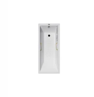 Чугунная ванна Vinsent Veron Square 170x75 VSQ1707545H/VH0012GD-AS цвет Белый с квадратными золотыми ручками и антискользящим покрытием