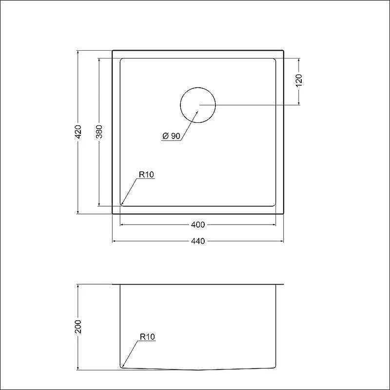 Кухонная мойка Emar PVD 44 EMB-131 PVD цвет Nano Golden