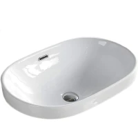 Раковина CeramaLux 61 5006С Белая фаянс полувстраиваемая