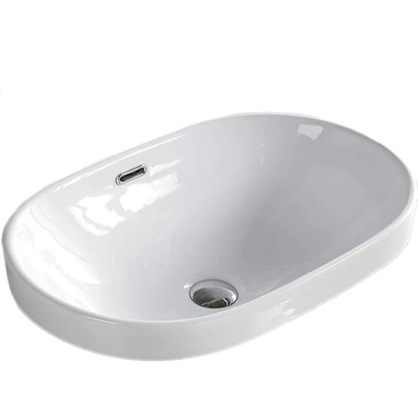 Раковина CeramaLux 61 5006С Белая фаянс полувстраиваемая