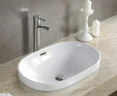 Раковина CeramaLux 61 5006С Белая фаянс полувстраиваемая