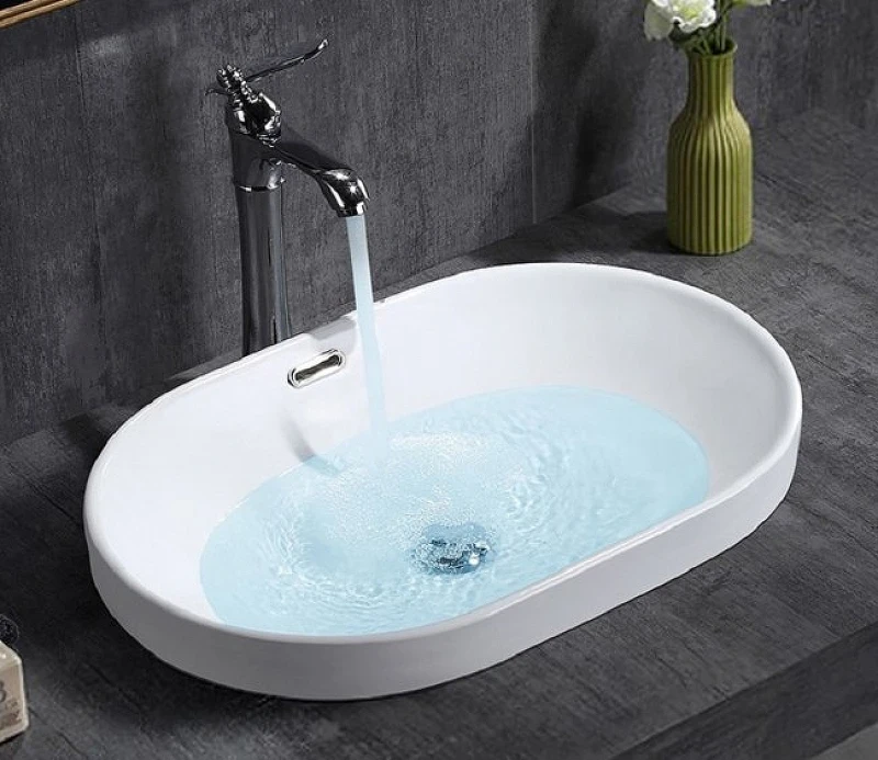 Раковина CeramaLux 61 5006С Белая фаянс полувстраиваемая