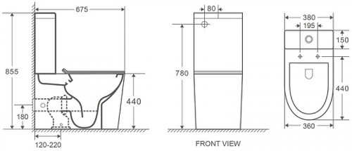 Унитаз компакт WeltWasser Salzbach 001 XL GL-WT 10000008266 Белый глянец с бачком и сиденьем Микролифт фаянс напольный