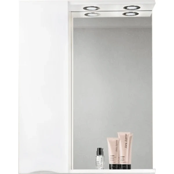 Зеркало со шкафом BelBagno MARINO-SPC-600/750-1A-BL-P-L 60 с подсветкой Bianco Lucido МДФ / ЛДСП