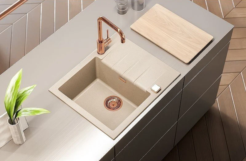 Кухонная мойка Alveus Granital Cadit 10 Beige G55 590x500 1132019 Бежевая искусственный камень (литьевой мрамор) встраиваемый