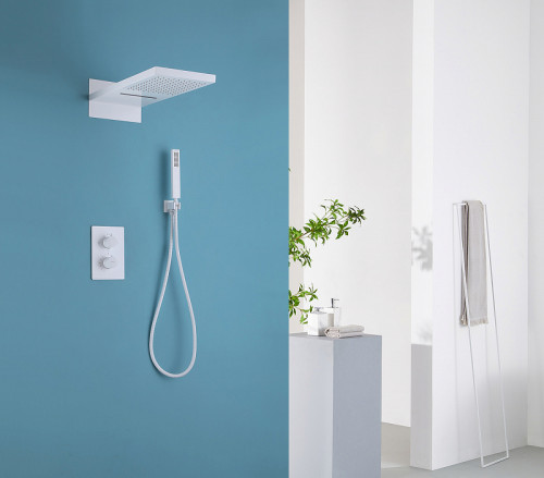 Душевая система Abber Weiss Insel AF8052W с термостатом Белая латунь встраиваемый