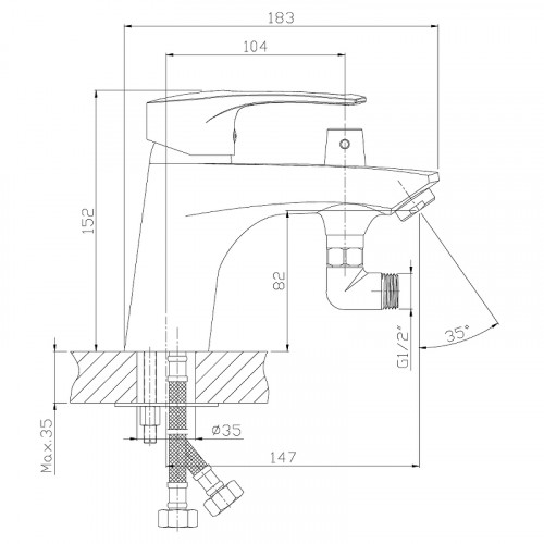 Смеситель на борт ванны Rossinka T40-38 Хром латунь