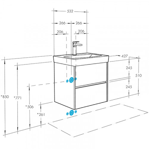 Тумба с раковиной Aquaton Сканди 55 1A2517K0SD010 подвесная Белая МДФ / ЛДСП