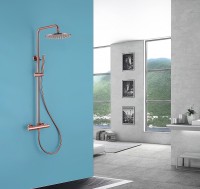 Душевая система Abber Wasser Kreis AF8160RG с термостатом Розовое золото латунь на стену