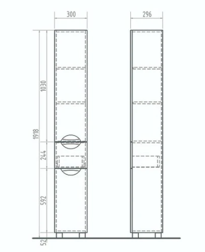 Шкаф пенал Vigo Callao 30 pn.CAL.30 с бельевой корзиной Белый МДФ / ЛДСП