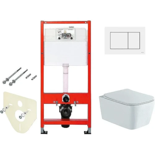 Унитаз с инсталляцией Aquatek Либра New AQ1148N-00 + Tece Base 9400413 с сиденьем Микролифт и Белой клавишей смыва