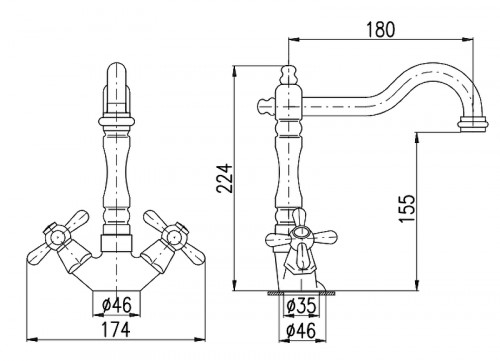 Смеситель для раковины Rav Slezak Morava retro MK120.5/8Z Золото латунь