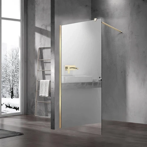 Душевая перегородка Vincea Walk in 100 VSW-1H100MRG профиль Матовый золотой стекло зеркальное