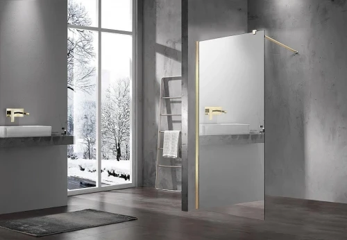 Душевая перегородка Vincea Walk in 100 VSW-1H100MRG профиль Матовый золотой стекло зеркальное