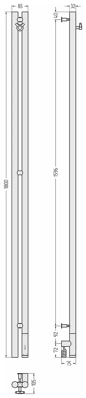 Электрический полотенцесушитель Сунержа Нюанс 3.0 180x8.5 15-5843-1853 цвет Тёмный титан муар