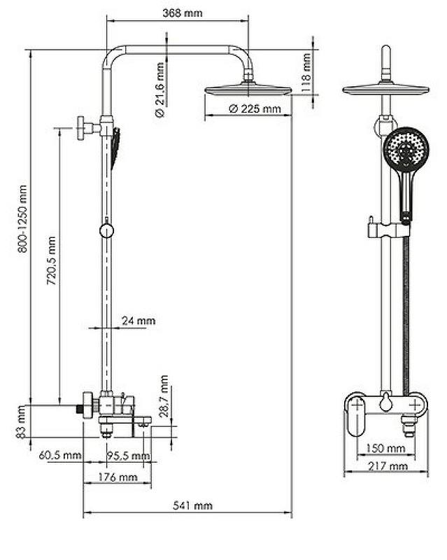 Душевая система WasserKRAFT Mindel A18501 Белая матовая латунь на стену