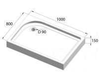Акриловый поддон для душа BelBagno Tray L 100x80x15 TRAY-BB-AH-100/80-15-W-L Белый L с антискользящим покрытием