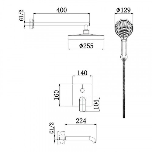 Душевая система Haiba HB80553-7 цвет Черный матовый