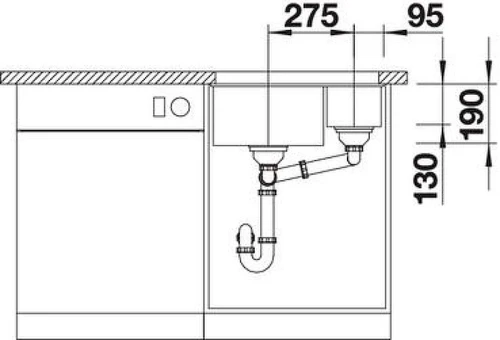 Кухонная мойка Blanco Subline 340/160-U L 523548 Антрацит искусственный камень (литьевой мрамор) встраиваемый