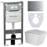 Комплект унитаза с инсталляцией Ceramicanova Metric CN3007_1001M_1000 с сиденьем Микролифт и клавишей смыва Хром матовый фарфор подвесной