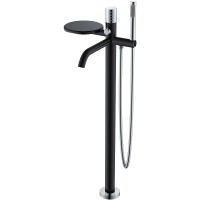 Смеситель для ванны Boheme Stick 129-BCR Черный матовый Хром латунь на пол