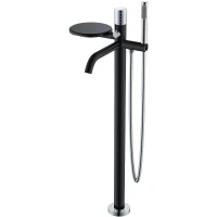 Смеситель для ванны Boheme Stick 129-BCR Черный матовый Хром латунь на пол