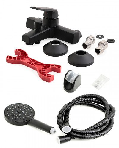 Смеситель для ванны Orange OneLife P02-300b Черный матовый на стену