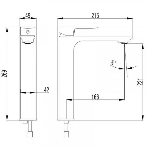 Смеситель для раковины AQUAme Monza AQM6314MB Черный матовый латунь