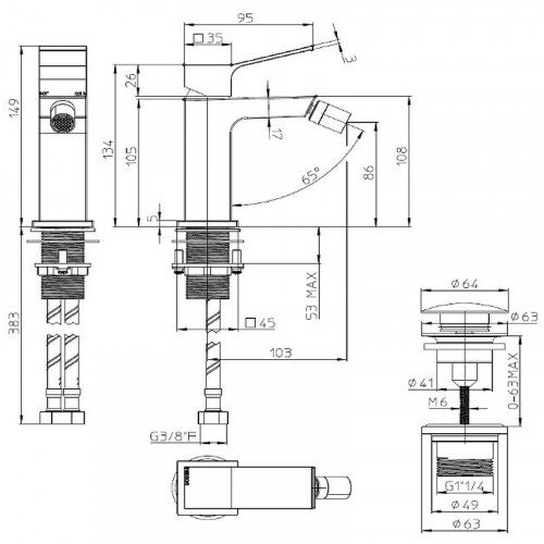 Смеситель для биде Bossini Aki Z00708.094 Никель шлифованный латунь
