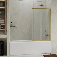 Шторка на ванну WasserKRAFT Schunter 80 82S02-80 профиль цвет Золото матовое стекло прозрачное