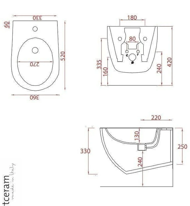 Биде Artceram File 2.0 FLB001 03 00 подвесное цвет Черный